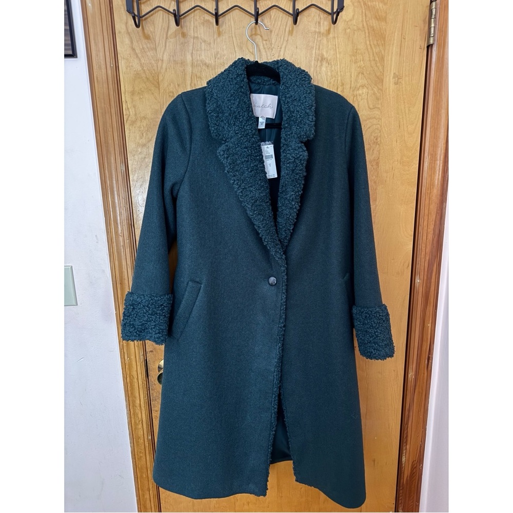 🆕 Hutch Deep Teal Faux Shearling Coat Size Small - NWT - Picture 4 of 8